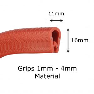 4mm Standard Red rubber car edge trim protection 14.5mm X 10mm FITS 1mm