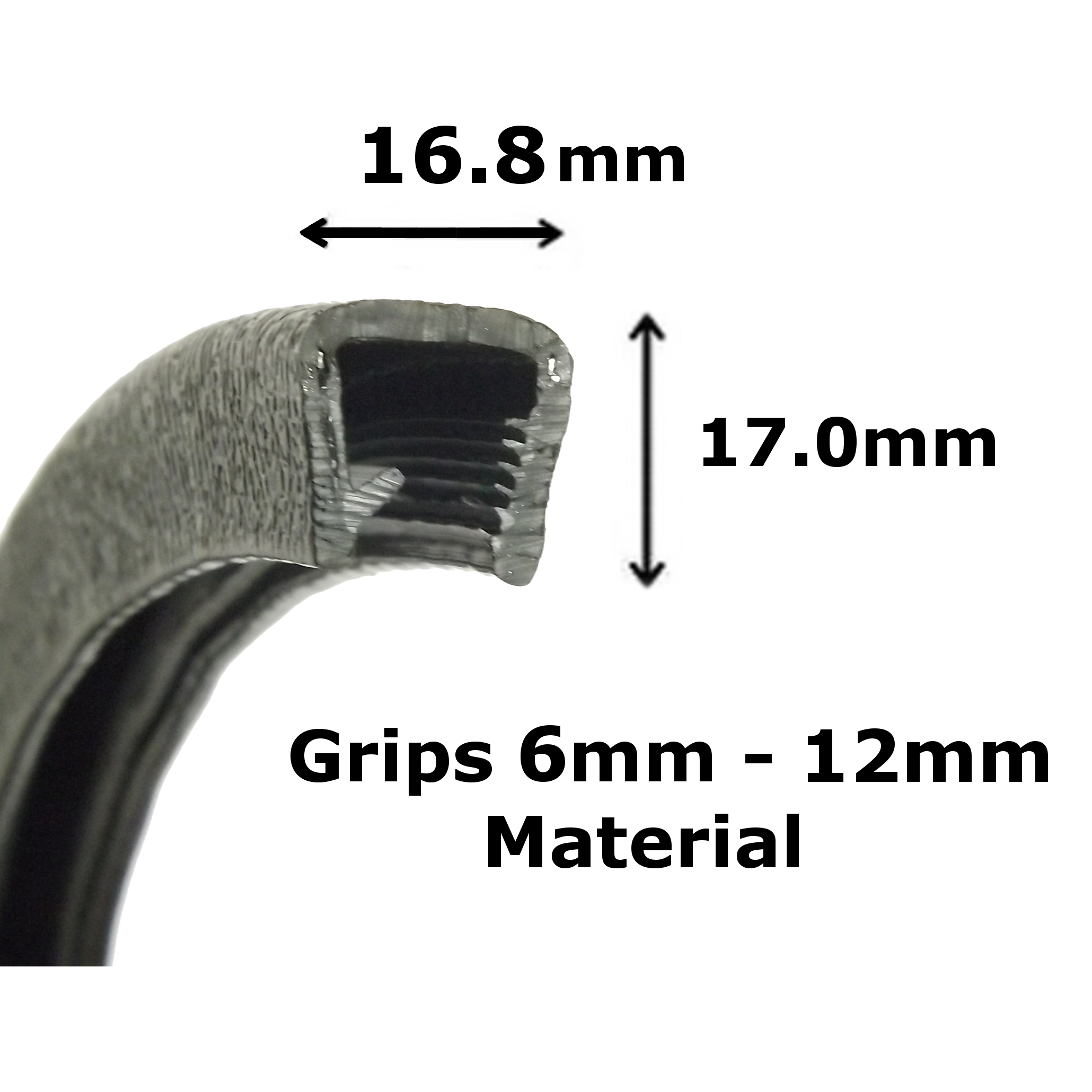 Super 16 Jumbo black rubber car edge protective trim 25mm x 22mm