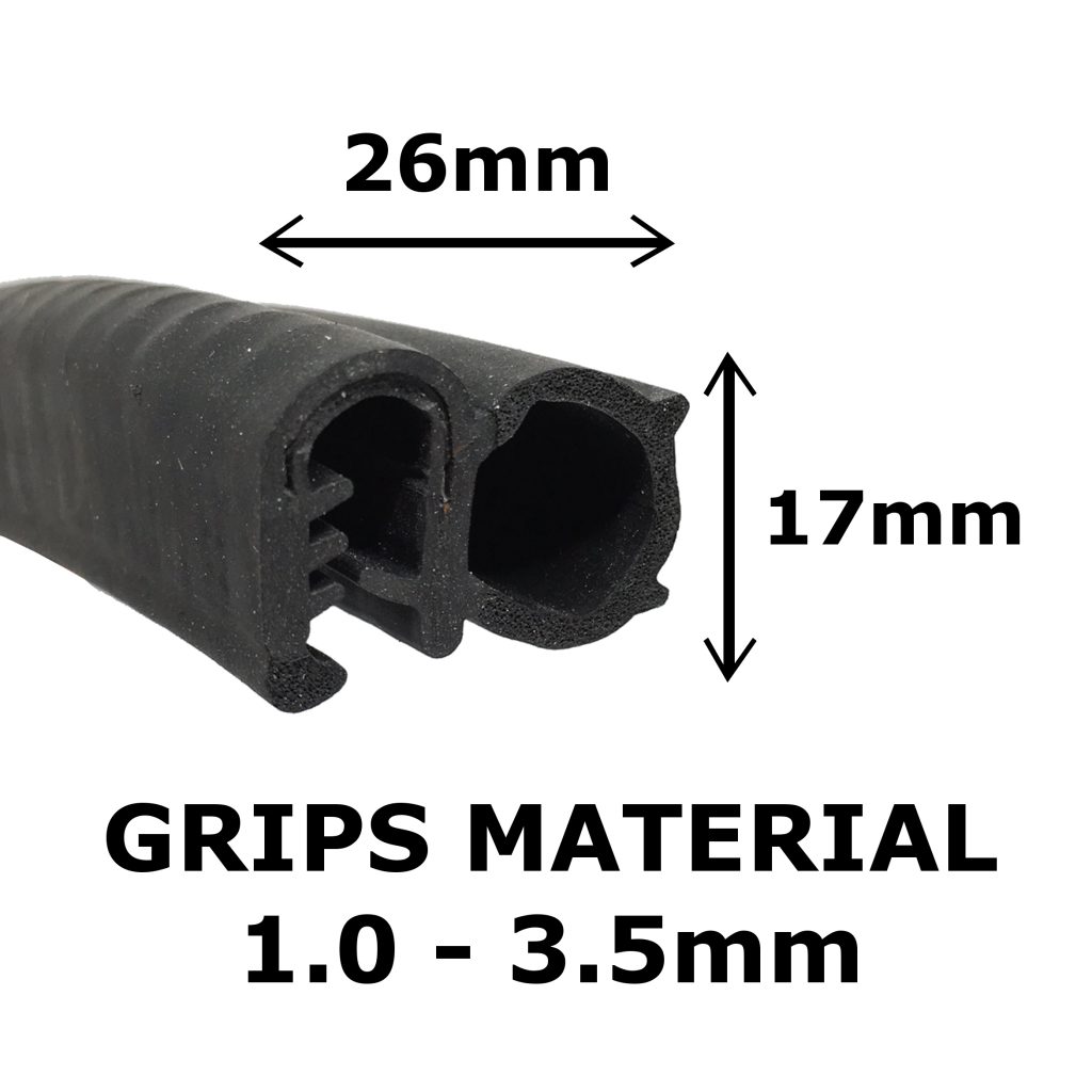 Car Door Seal Rubber Universal EDGE TRIM fits 1mm 26mm x 17mm 3.5mm