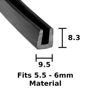 Rubber U Channel Edging Trim Seal Square 15.5mm x 10mm